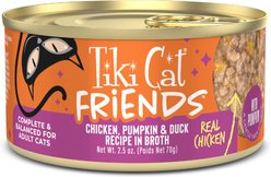 Tiki Cat Friends Chicken, Pumpkin & Duck Grain-Free Wet Cat Food, 2.5-oz can, case of 12