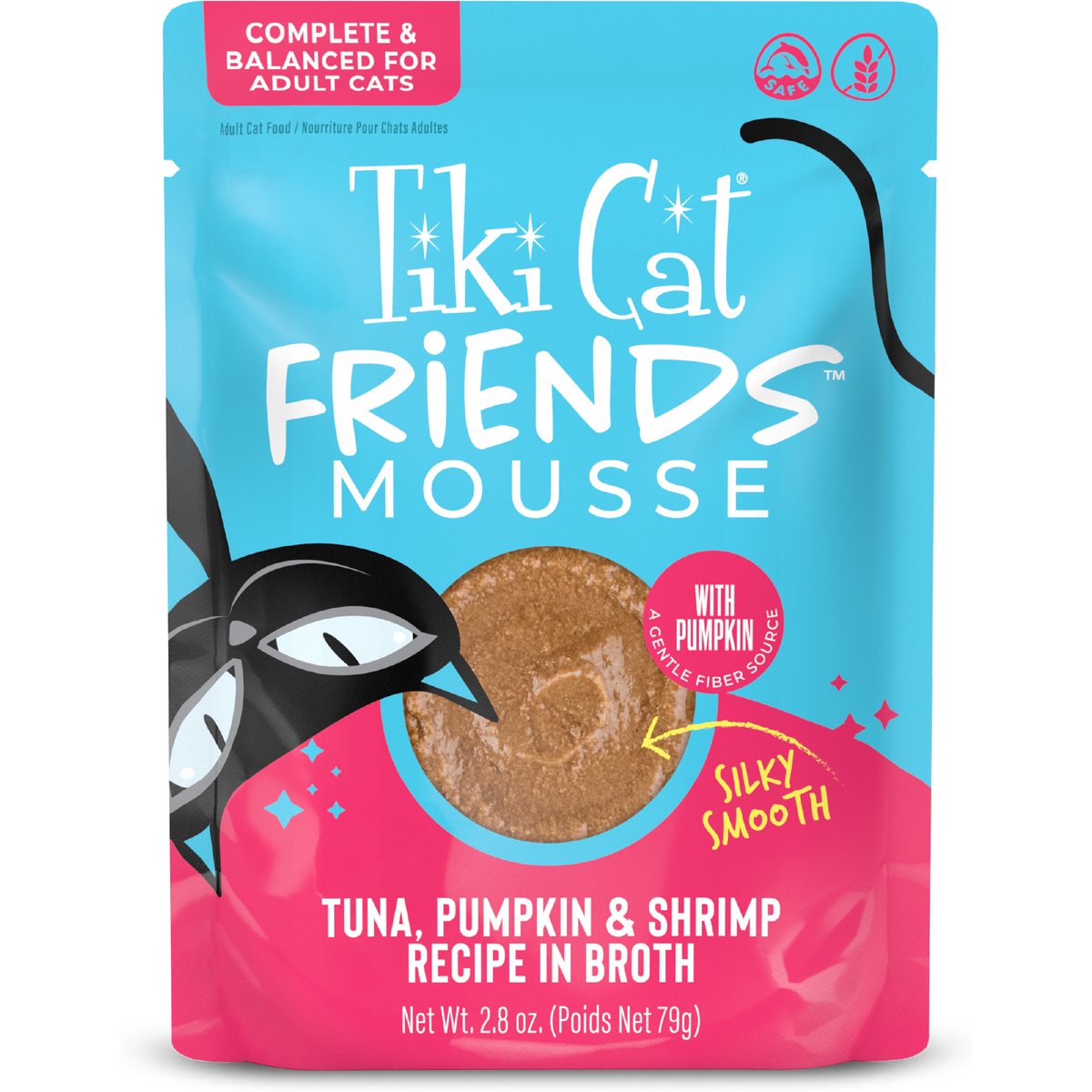 Tiki Cat Friends Mousse Tuna, Pumpkin & Shrimp Grain-Free Wet Cat Food, 2.8-oz pouch, case of 12