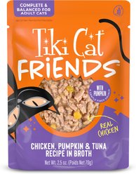 Tiki Cat Friends Chicken, Pumpkin & Tuna Grain-Free Wet Cat Food, 2.5-oz pouch, case of 12