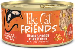 Tiki Cat Friends Chicken & Pumpkin Grain-Free Wet Cat Food, 2.5-oz can, case of 12