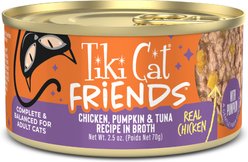 Tiki Cat Friends Chicken, Pumpkin & Tuna Grain-Free Wet Cat Food, 2.5-oz can, case of 12