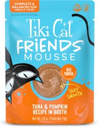 Tiki Cat Friends Mousse Tuna & Pumpkin Grain-Free Wet Cat Food, 2.8-oz pouch, case of 12