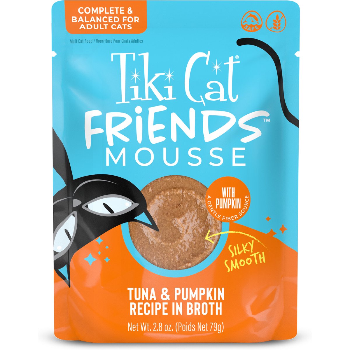 Tiki Cat Friends Mousse Tuna & Pumpkin Grain-Free Wet Cat Food, 2.8-oz pouch, case of 12