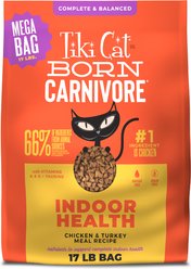 Tiki Cat Born Carnivore Indoor Health Chicken & Turkey Meal Dry Cat Food, 17-lb bag