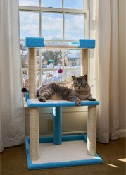 Armarkat 41-in Real Wood Tower Cat Tree & Condo, Sky Blue