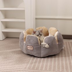 Armarkat Cozy Cuddler Round Plush Tall Side Cat Bed, Gray