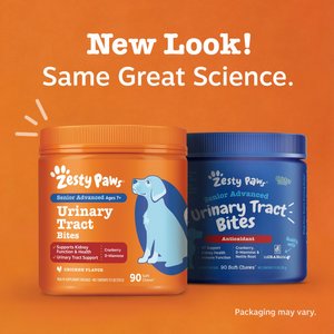 Zesty Paws Advanced Urinary Tract Bites Chicken Flavored Soft Chew Kidney Supplement for Senior Dogs, 90 count