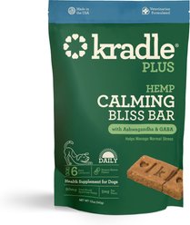 Kradle Bliss Bar Peanut Butter Flavored Soft Bite Calming Broad Spectrum Hemp Extract Health Supplement for Dogs, 6 count