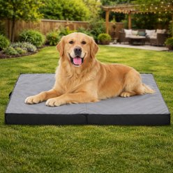 LFC PETS Outdoor Waterproof Orthopedic Dog Bed with Removable Cover, Grey, X-Large