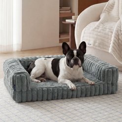 Bedsure ComfyFleece Orthopedic Waterproof Dog Sofa Bed with Corduroy Removable Cover, Grey, Medium