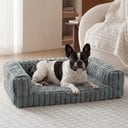 Bedsure ComfyFleece Orthopedic Waterproof Dog Sofa Bed with Corduroy Removable Cover, Grey, Medium