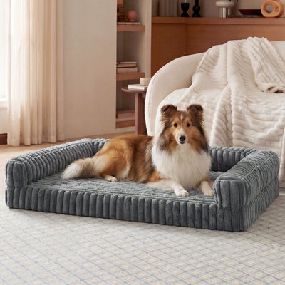 Bedsure Bedsure ComfyFleece Orthopedic Waterproof Dog Sofa Bed with Corduroy Removable Cover, Grey, X-Large Pro