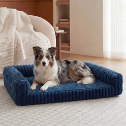 Bedsure ComfyFleece Orthopedic Waterproof Dog Sofa Bed with Corduroy Removable Cover, Blue, Large slide 1 of 7