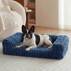 Bedsure ComfyFleece Orthopedic Waterproof Dog Sofa Bed with Corduroy Removable Cover, Blue, Medium