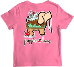 PUPPIE LOVE Ice Cream Sundae Pup Youth Short Sleeve Tee, Azalea, 2-4