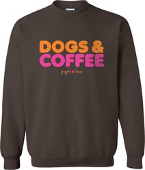 PUPPIE LOVE Dogs & Coffee Adult Sweatshirt, Dark Chocolate, Small