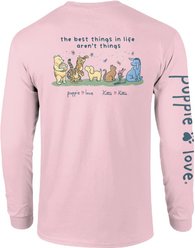 PUPPIE LOVE X KITTIE KITTIE Best Things in Life Adult Long Sleeve Tee, Light Pink, Small slide 1 of 2
