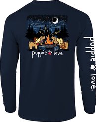 PUPPIE LOVE Campfire Ring Pups Adult Long Sleeve Tee, Navy, Small