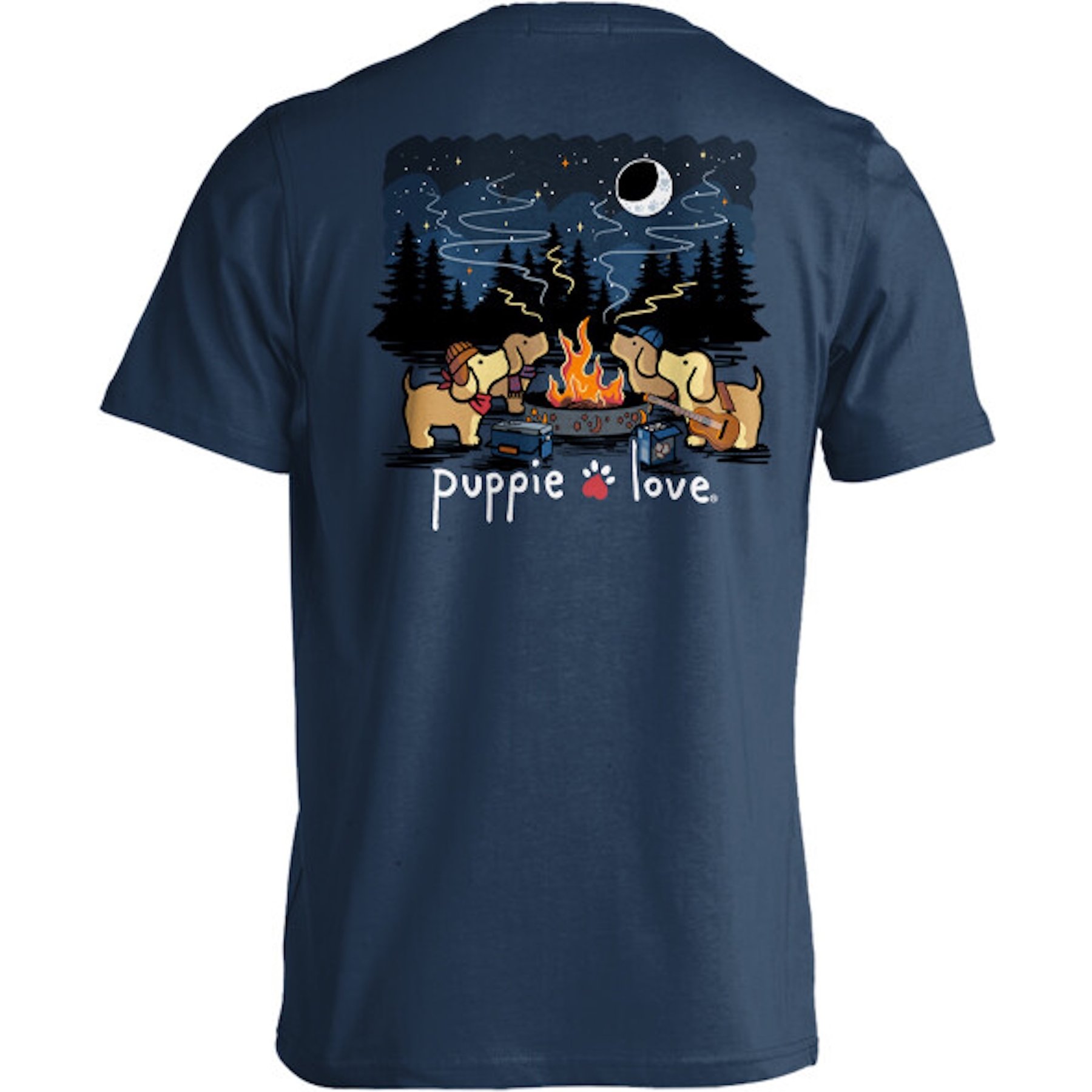 PUPPIE LOVE Campfire Ring Pups Adult Short Sleeve Tee, Navy, XXX-Large