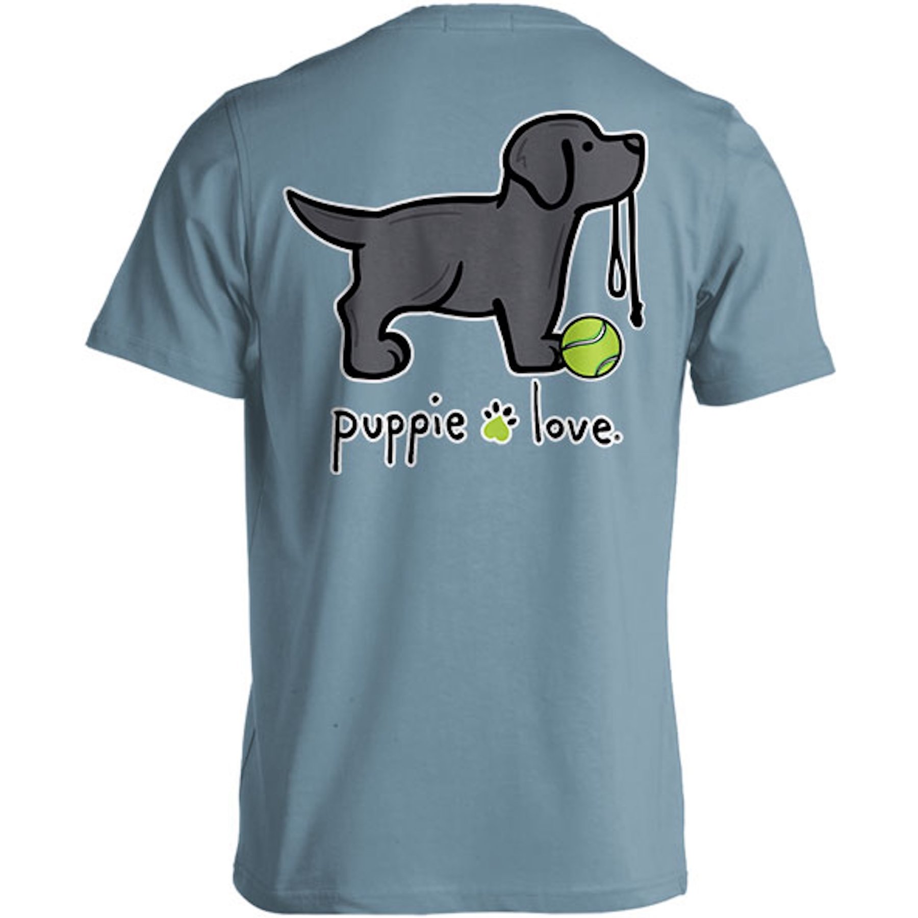 PUPPIE LOVE Black Lab Pup Adult Short Sleeve Tee, Stone Blue, X-Large