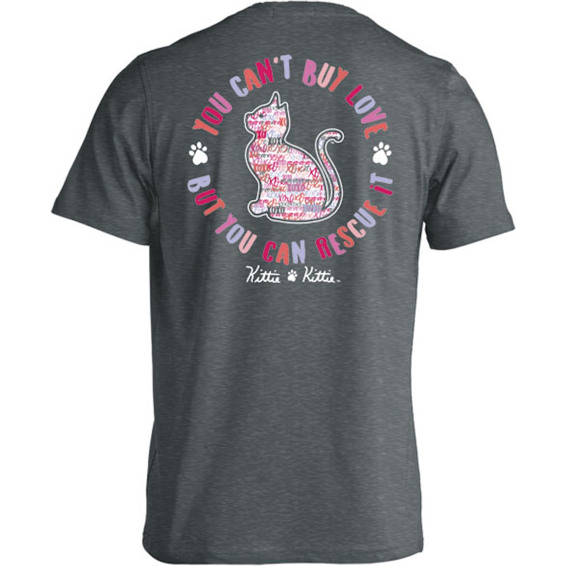 KITTIE KITTIE You Can't Buy Love Kittie Adult Short Sleeve Tee, Dark Heather, XXX-Large