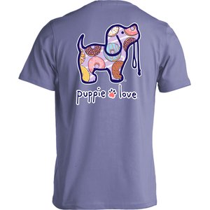 PUPPIE LOVE Donut Pattern Pup Adult Short Sleeve Tee, Violet, XXX-Large