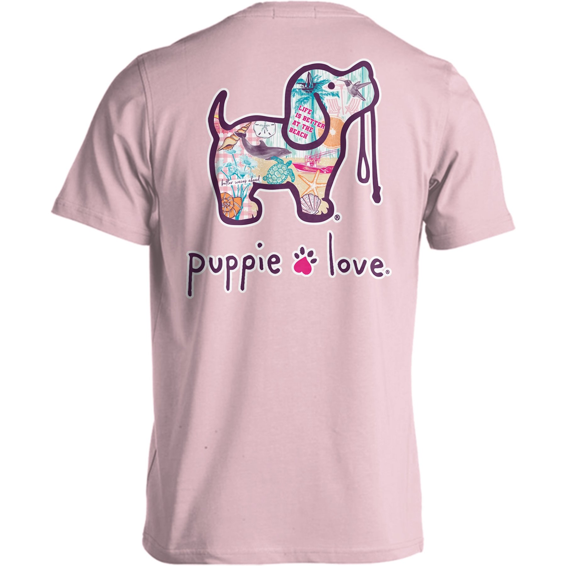PUPPIE LOVE Summer Collage Pup Adult Short Sleeve Tee, Light Pink, XX-Large