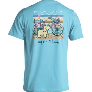 PUPPIE LOVE Beach Cruiser Pup Adult Short Sleeve Tee, Sky Blue, XXX-Large
