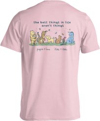 PUPPIE LOVE X KITTIE KITTIE Best Things in Life Adult Short Sleeve Tee, Light Pink, Small slide 1 of 2