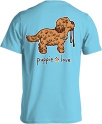PUPPIE LOVE Doodle Pup Adult Short Sleeve Tee, Sky Blue, Small