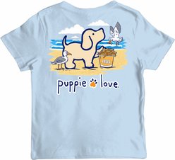 PUPPIE LOVE French Fry Pup Youth Short Sleeve Tee, Light Blue, 6-8