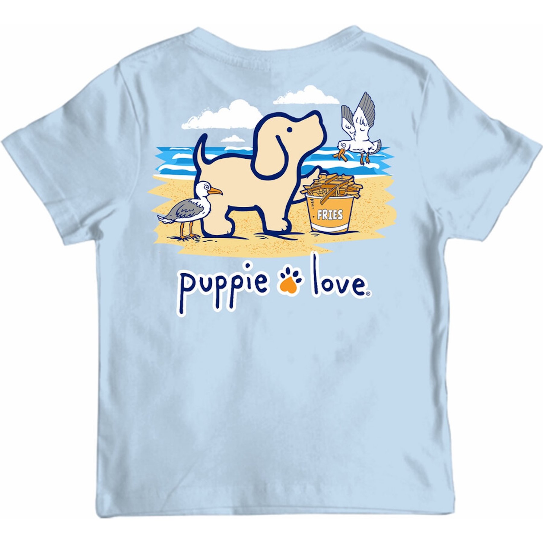 PUPPIE LOVE French Fry Pup Youth Short Sleeve Tee, Light Blue, 14-16