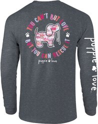PUPPIE LOVE You Can't Buy Love Pup Adult Long Sleeve Tee, Dark Heather, Small