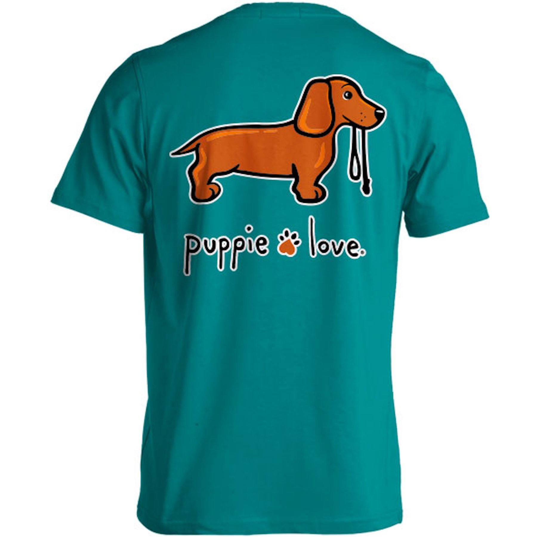 PUPPIE LOVE Short Hair Dachshund Pup Adult Short Sleeve Tee, Jade Dome, XX-Large