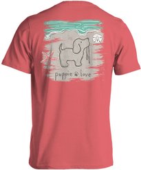 PUPPIE LOVE Sand Pup Adult Short Sleeve Tee, Coral Silk, Small slide 1 of 2