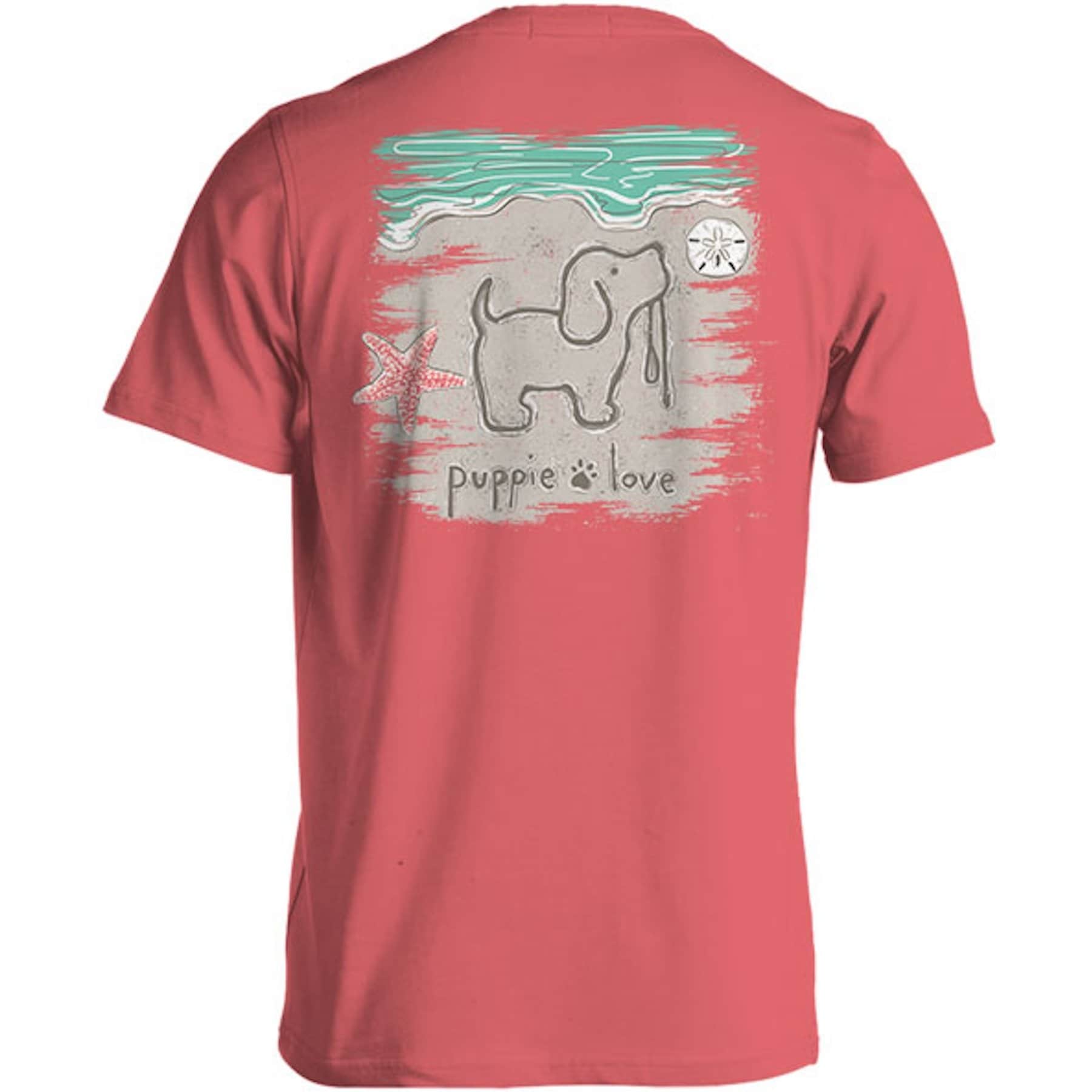 PUPPIE LOVE Sand Pup Adult Short Sleeve Tee, Coral Silk, XXX-Large