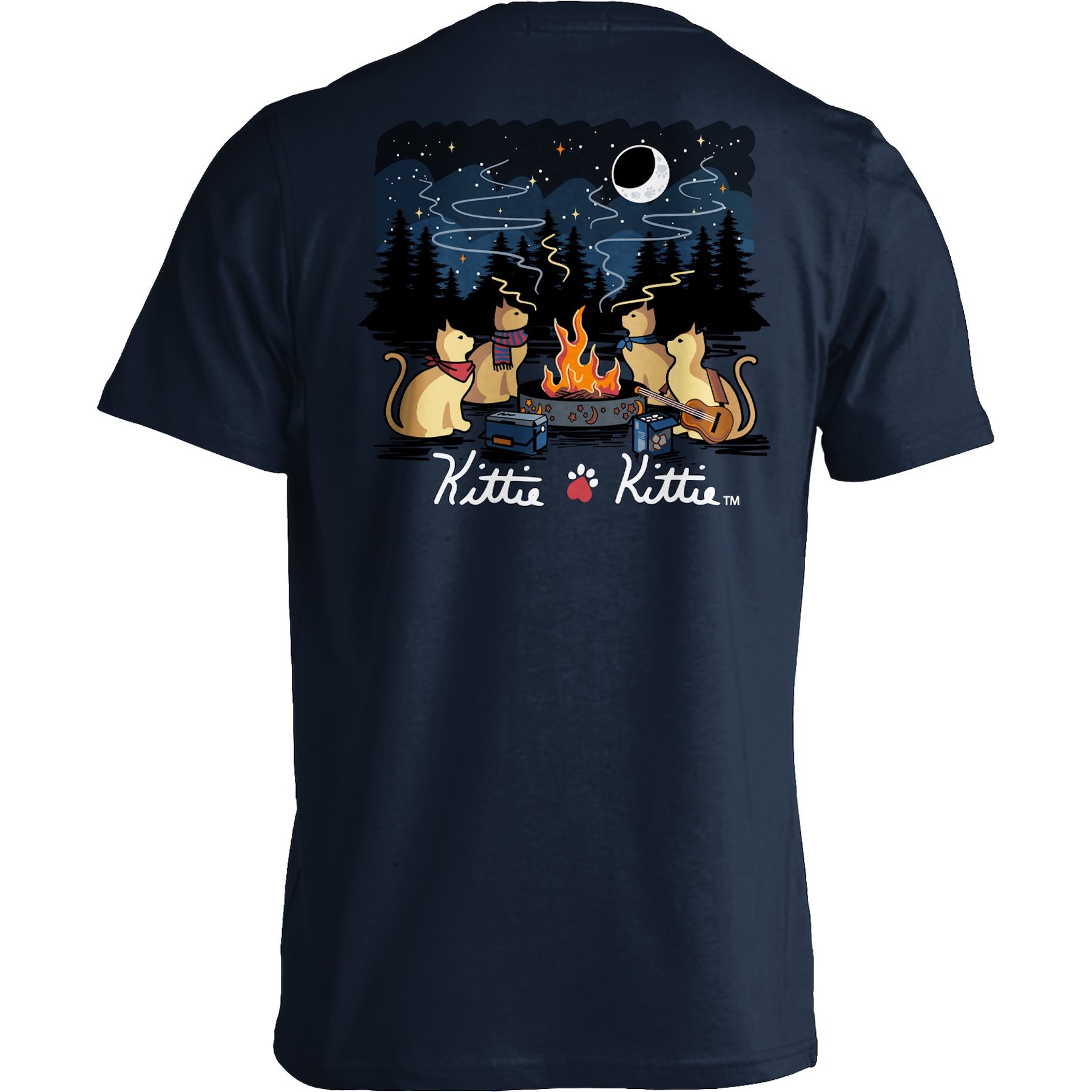 KITTIE KITTIE Campfire Rings Kittie Adult Short Sleeve Tee, Navy, Medium
