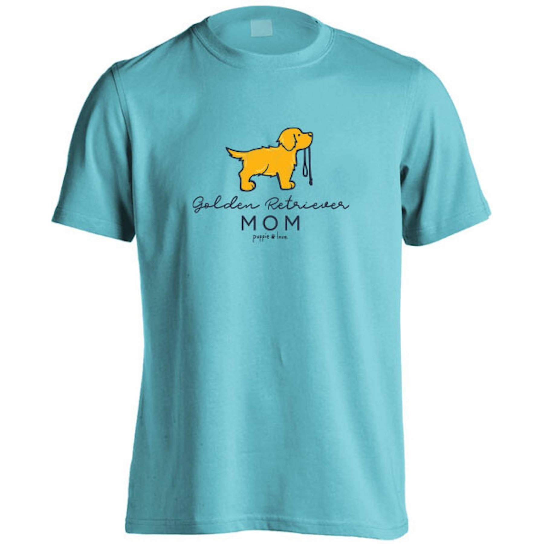 PUPPIE LOVE Golden Retriever Mom Adult Short Sleeve Tee, Lagoon Blue, XXX-Large