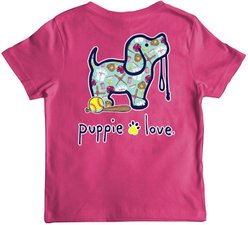 PUPPIE LOVE Softball Pup Youth Short Sleeve Tee, Heliconia, 6-8