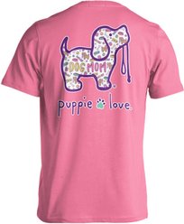 PUPPIE LOVE Dog Mom Pattern Pup Adult Short Sleeve Tee, Azalea, Small slide 1 of 2