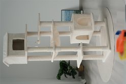 W-Jopns Indoor Multi-Level Plush 64-in Fleece Cat Tree & Condo with Hammock, Hideaway & Scratching Posts, Beige slide 2 of 9