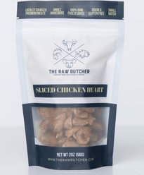 The Raw Butcher Sliced Chicken Hearts Freeze-Dried Dog Treats, 2-oz pouch