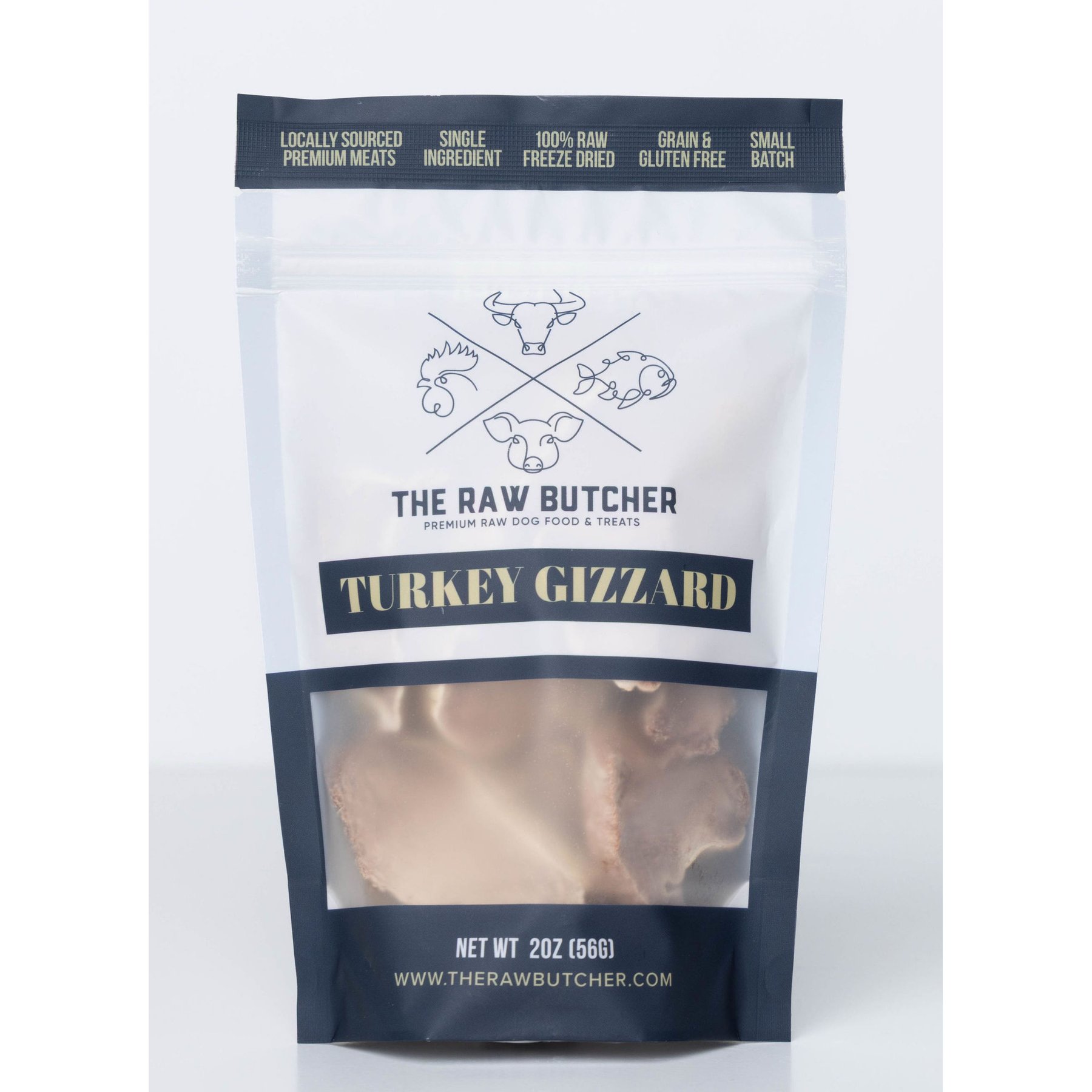 The Raw Butcher Turkey Gizzard Freeze-Dried Dog Treats, 2-oz pouch