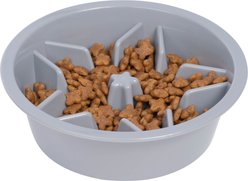 Leash Boss Raised Pet Feeders Slow Feed Dog Bowl, 1.5-cup, Gray