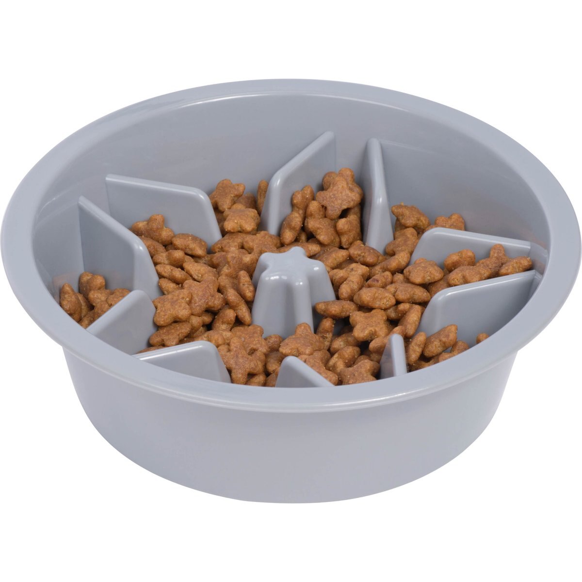 Leash Boss Raised Pet Feeders Slow Feed Dog Bowl, 1.5-cup, Gray