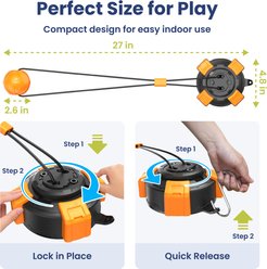 PawsPik Interactive Tug & Pull Dog Toy with Suction Base, Orange/Black slide 2 of 9