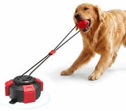 PawsPik Interactive Tug & Pull Dog Toy with Suction Base, Red/Black