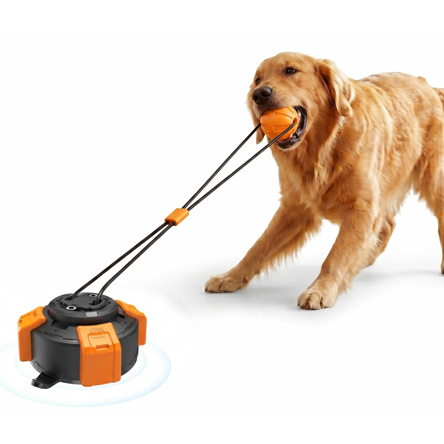 PawsPik Interactive Tug & Pull Dog Toy with Suction Base, Orange/Black