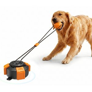PawsPik Interactive Tug & Pull Dog Toy with Suction Base, Orange/Black