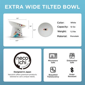 Necoichi 15° Tilted Elevated Ceramic Cat Food Bowl, 2 cup, Fuji